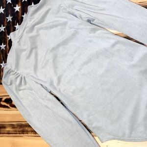 NWOT: Gray Long Sleeve Bubble Shoulder Body Suit